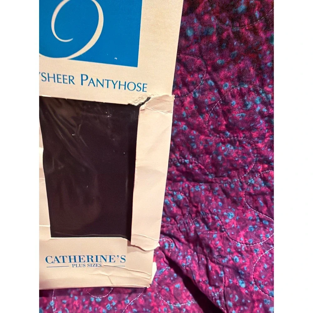 Catherines Plus Size Daysheer Pantyhose Black Size C Sheer Sandalfoot RN 15796